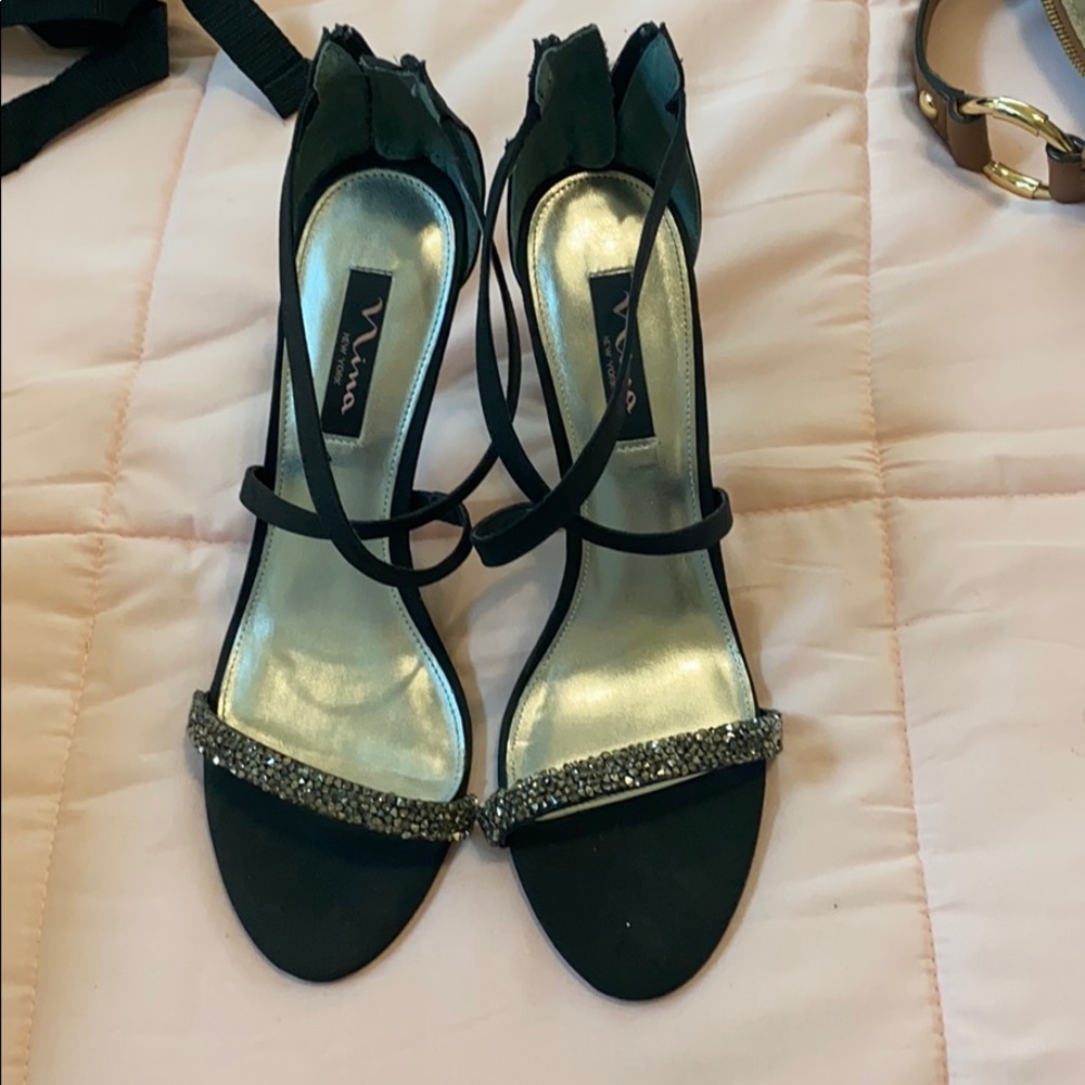 Black strap heels